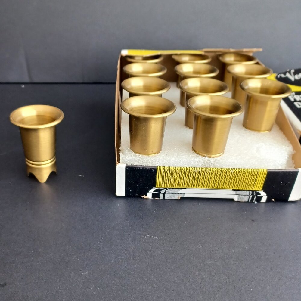 One Dozen Vintage Vogue Solid Brass Candle Holders for Floral Arrangements